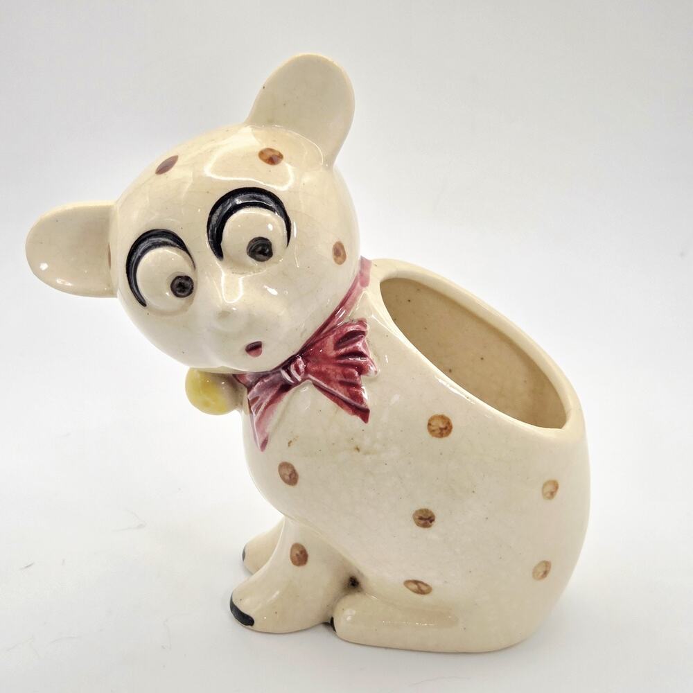 Vintage Kitschy Googly Eyed Animal Figurine Planter Made In Japan